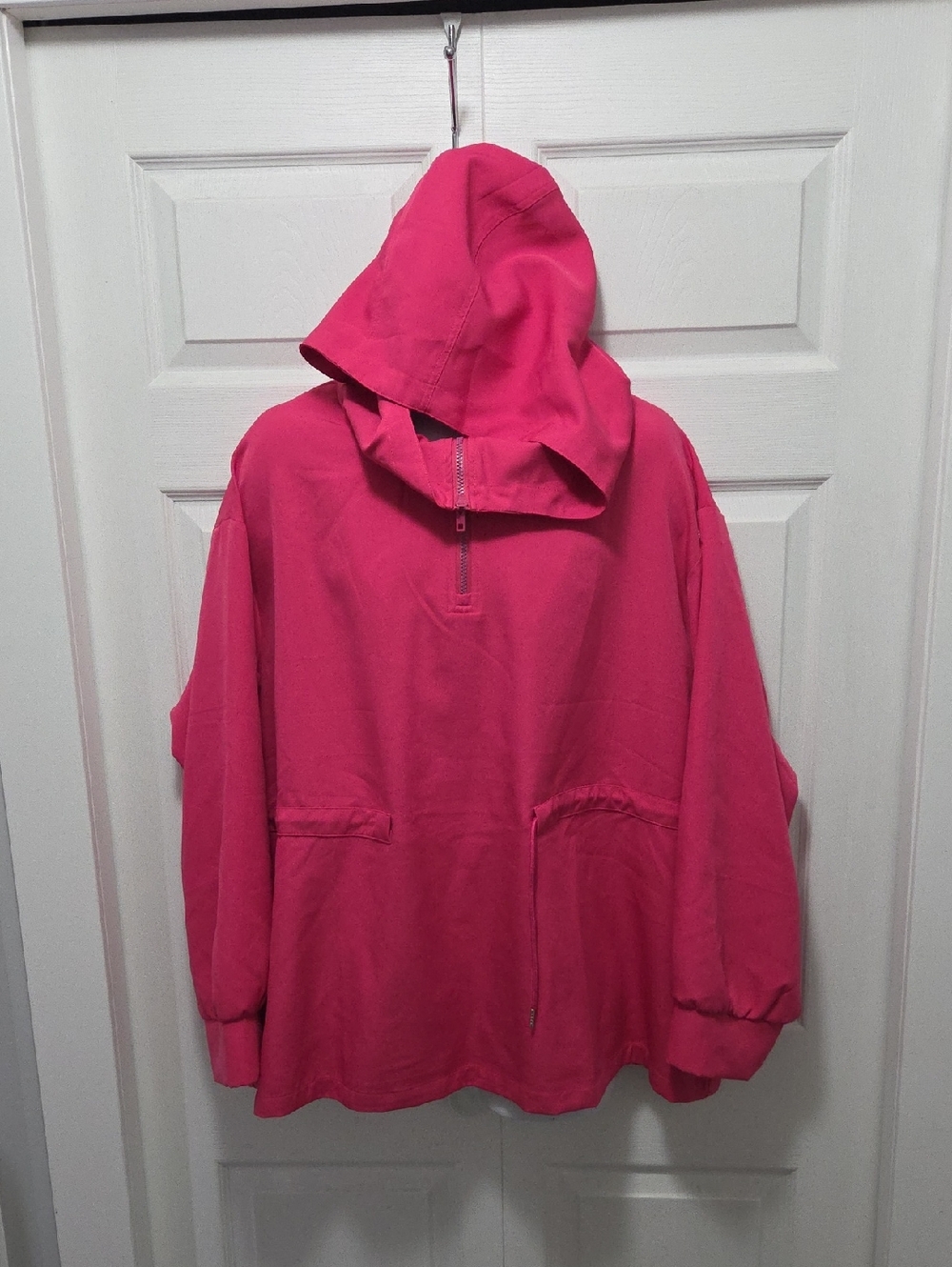 SHEIN 4x Bright Pink Hooded Half-Zip Pullover Jacket